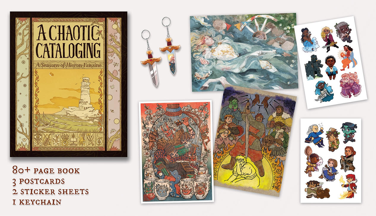 Header that says "A Chaotic Cataloging - A Seasons of Hieron Fanzine"